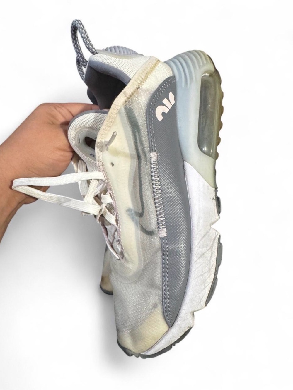 Nike Sneakers in White and Gray with Translucent Sole